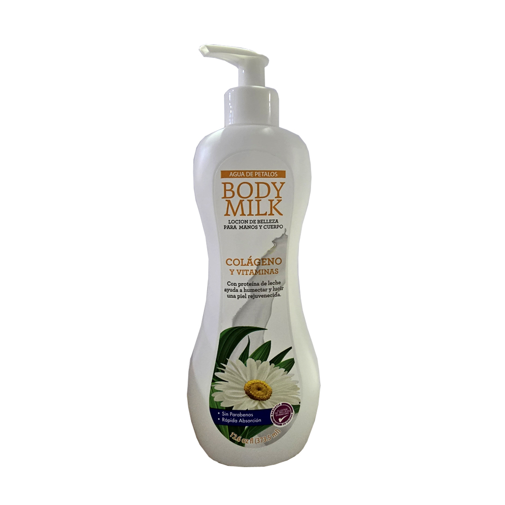 Crema para manos y cuerpo de colágeno y vitaminas con proteína de leche (373.5 ml)